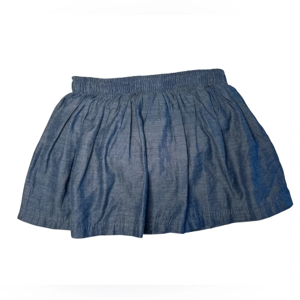 Blue Denim Skirt with Embroidered Logo
